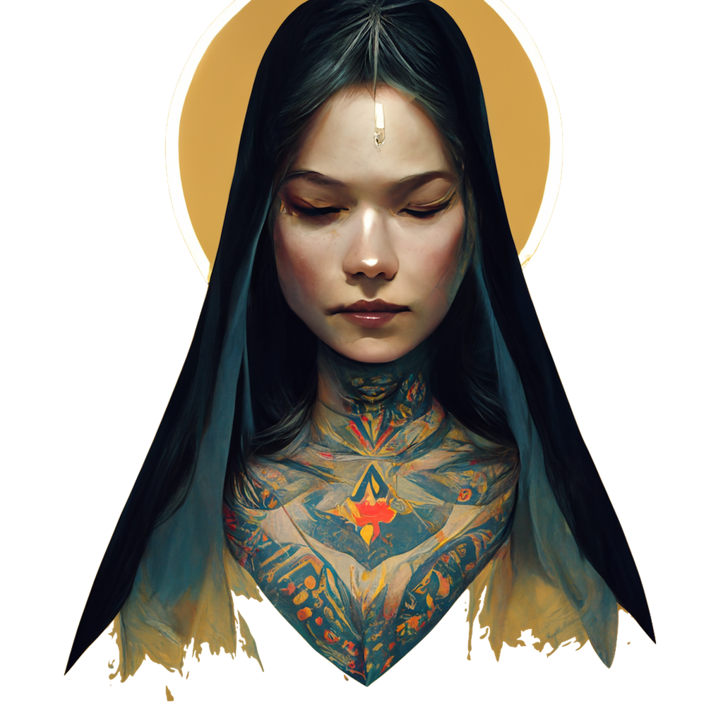 Virgin Mary with tattoos